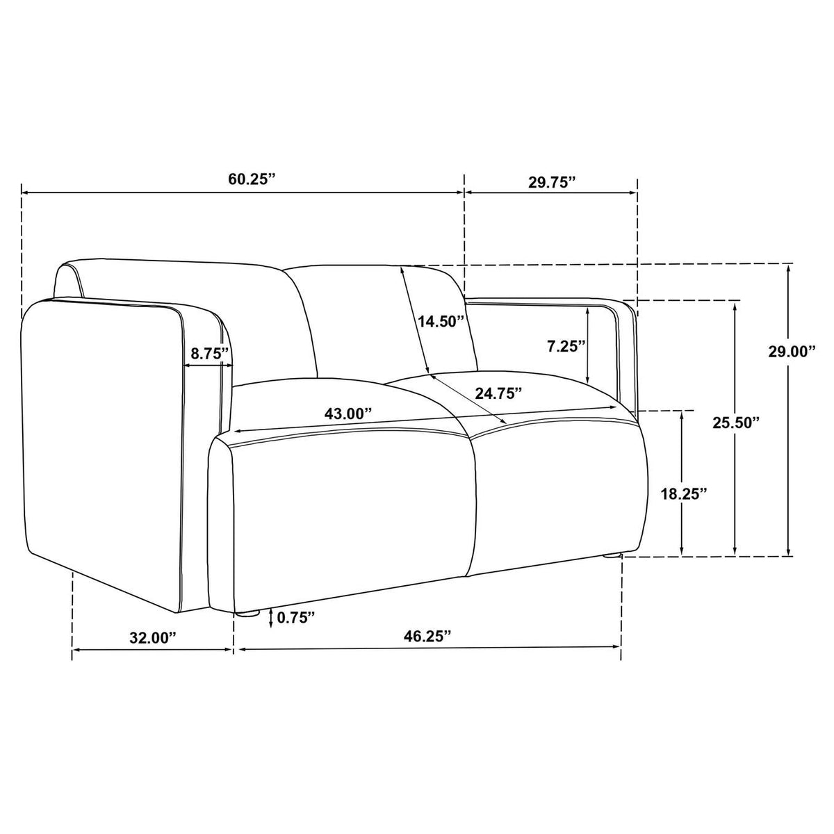 509814-S3 Dorset 3-piece Upholstered Round Track Arm Sofa Set Brown