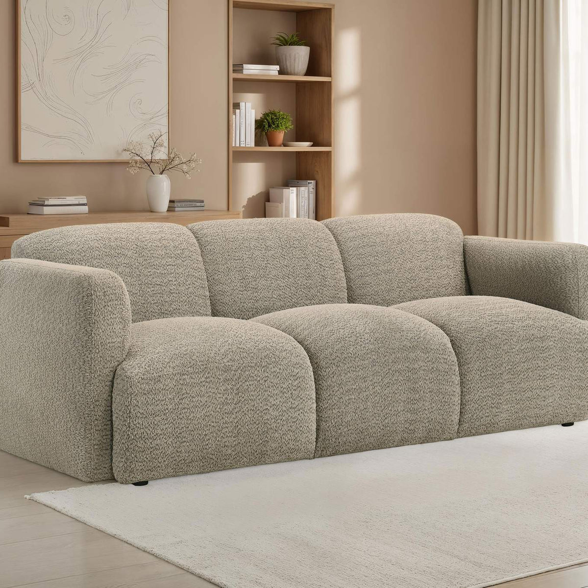 509814 Dorset Fabric Upholstered Round Track Arm Sofa Brown