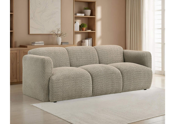 509814 Dorset Fabric Upholstered Round Track Arm Sofa Brown