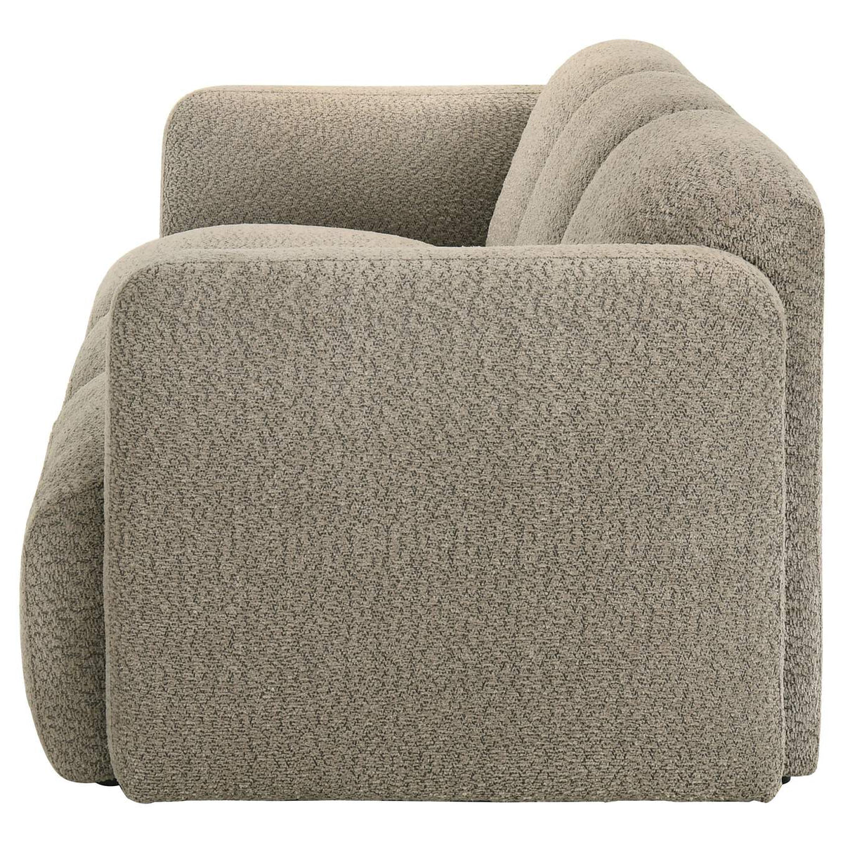 509814 Dorset Fabric Upholstered Round Track Arm Sofa Brown