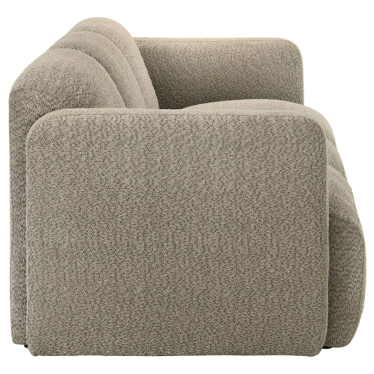 509814 Dorset Fabric Upholstered Round Track Arm Sofa Brown