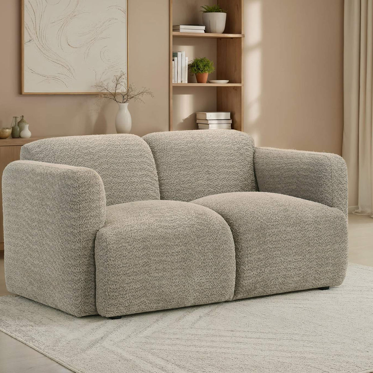 509815 Dorset Fabric Upholstered Round Track Arm Loveseat Brown