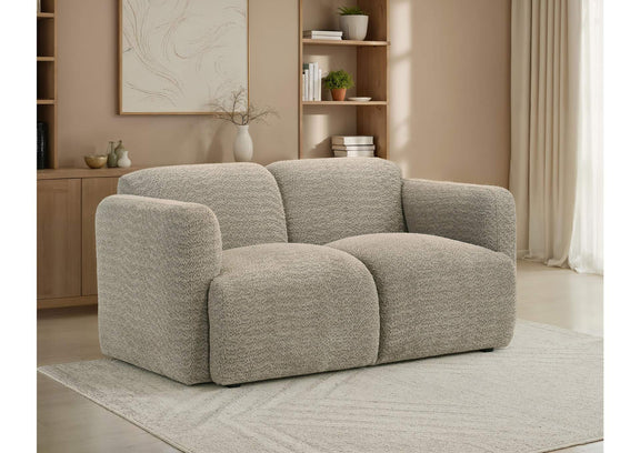 509815 Dorset Fabric Upholstered Round Track Arm Loveseat Brown