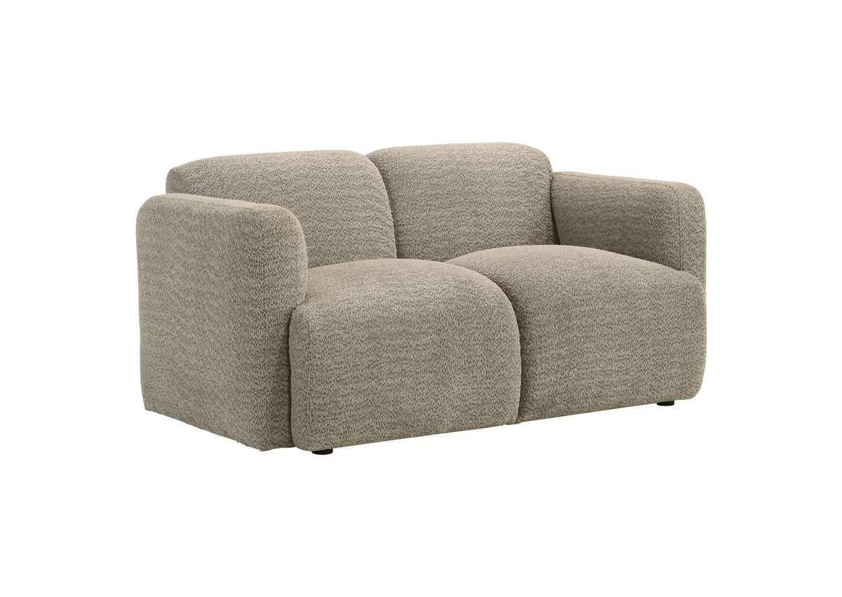 509815 Dorset Fabric Upholstered Round Track Arm Loveseat Brown