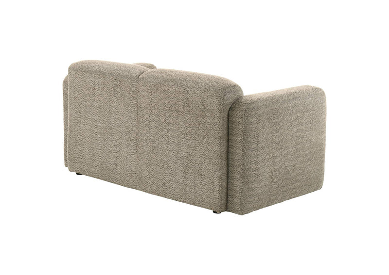 509815 Dorset Fabric Upholstered Round Track Arm Loveseat Brown