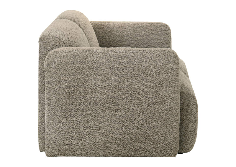 509815 Dorset Fabric Upholstered Round Track Arm Loveseat Brown