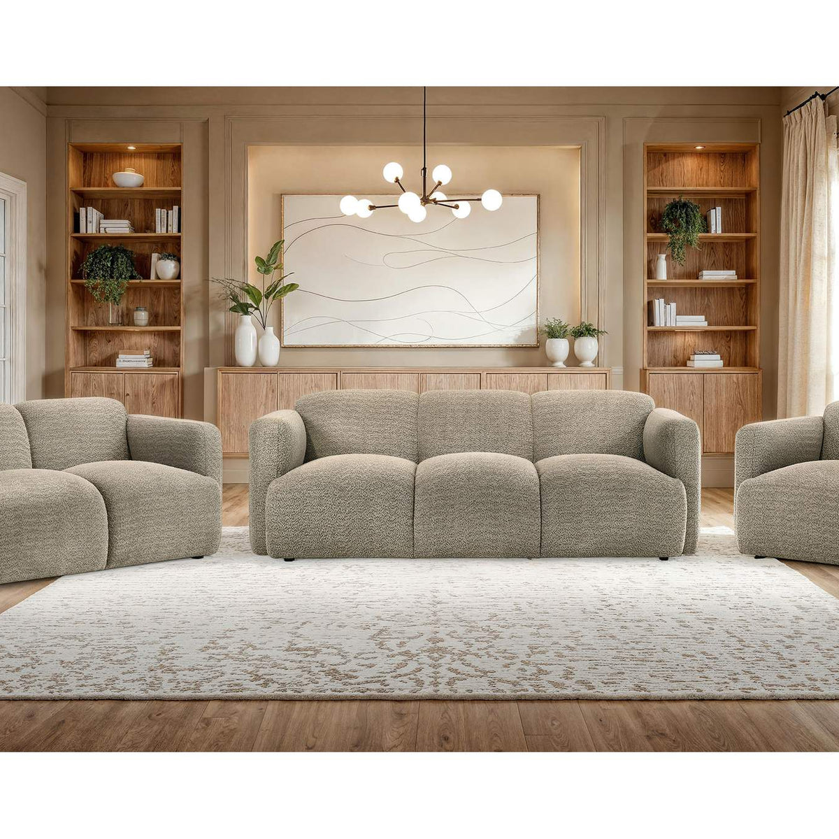 509815 Dorset Fabric Upholstered Round Track Arm Loveseat Brown