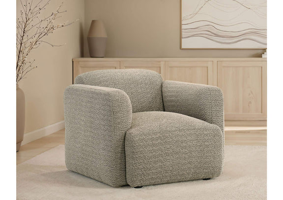 509816 Dorset Fabric Upholstered Round Track Arm Accent Chair Brown