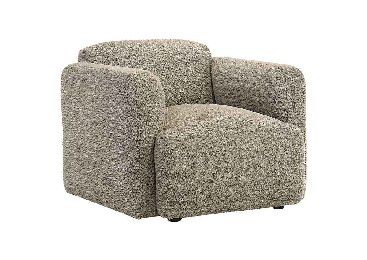 509816 Dorset Fabric Upholstered Round Track Arm Accent Chair Brown
