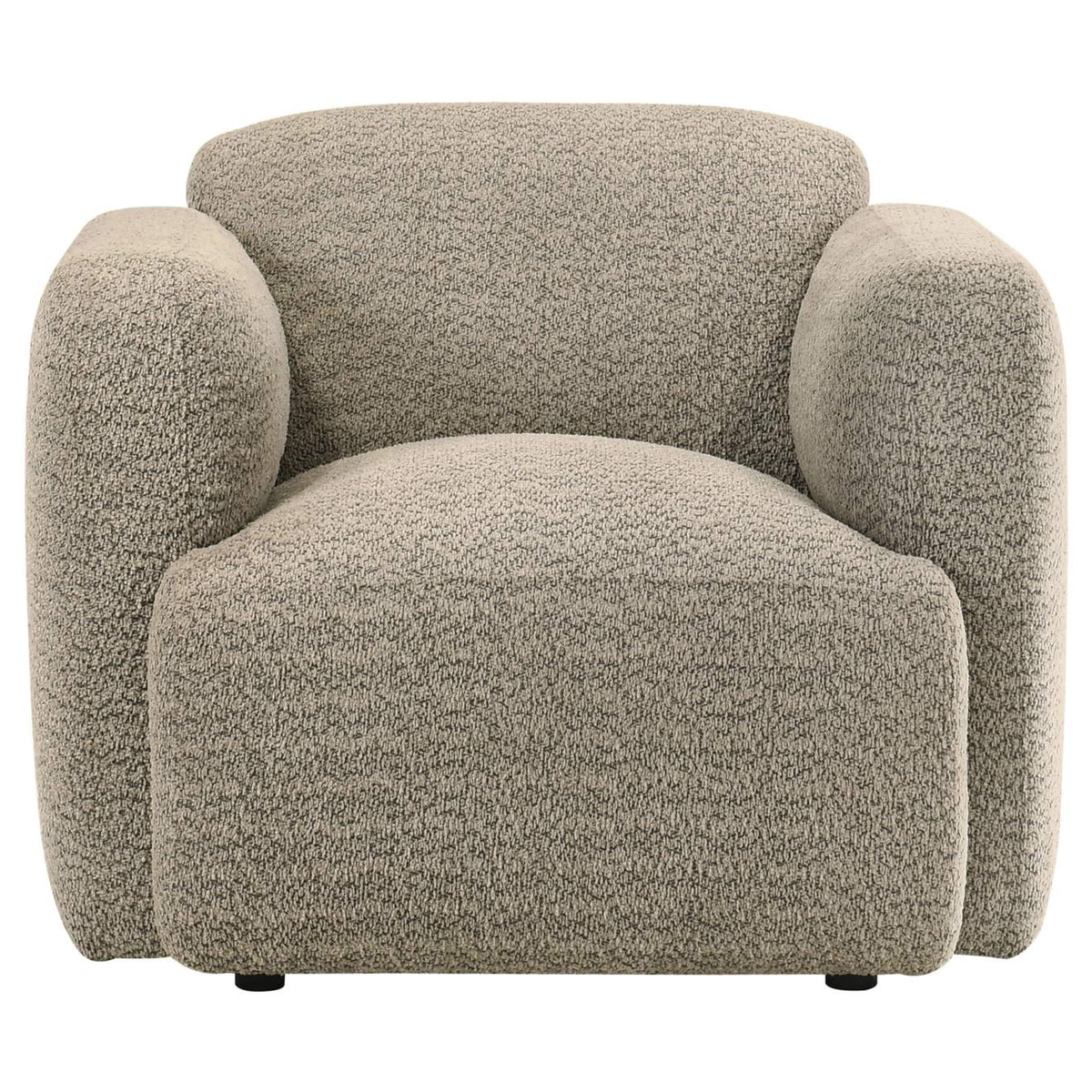 509816 Dorset Fabric Upholstered Round Track Arm Accent Chair Brown
