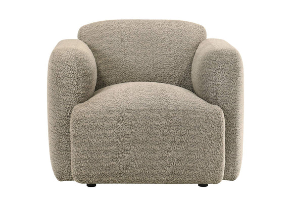 509816 Dorset Fabric Upholstered Round Track Arm Accent Chair Brown