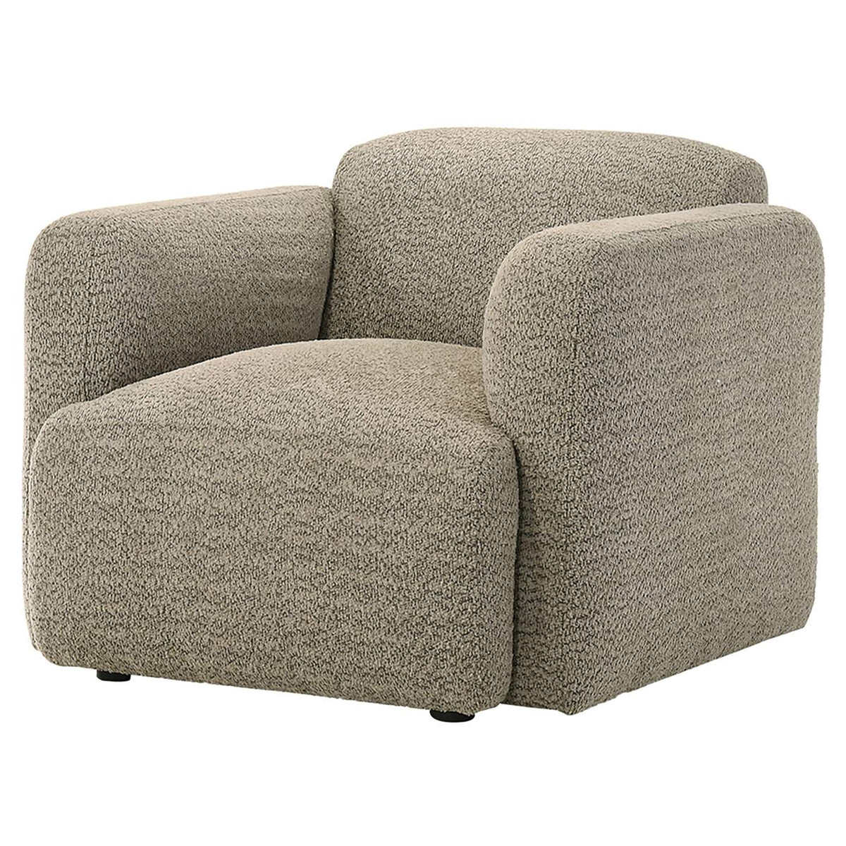 509816 Dorset Fabric Upholstered Round Track Arm Accent Chair Brown