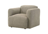509816 Dorset Fabric Upholstered Round Track Arm Accent Chair Brown