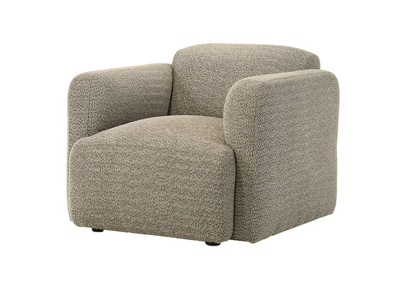 509816 Dorset Fabric Upholstered Round Track Arm Accent Chair Brown