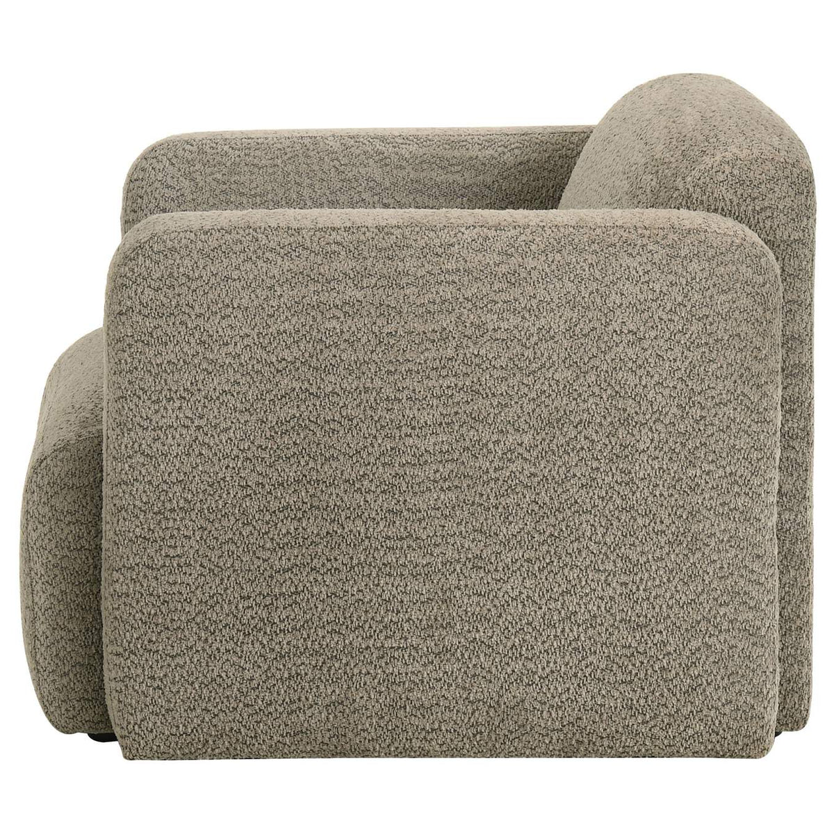 509816 Dorset Fabric Upholstered Round Track Arm Accent Chair Brown