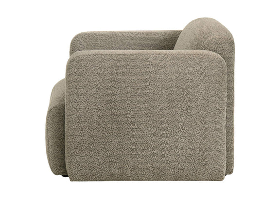 509816 Dorset Fabric Upholstered Round Track Arm Accent Chair Brown