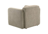 509816 Dorset Fabric Upholstered Round Track Arm Accent Chair Brown