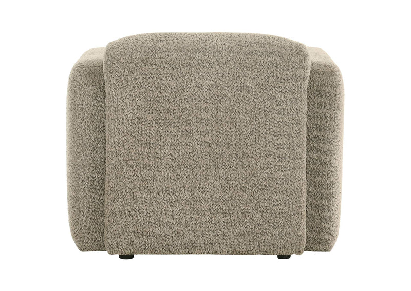 509816 Dorset Fabric Upholstered Round Track Arm Accent Chair Brown