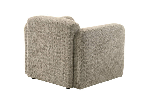 509816 Dorset Fabric Upholstered Round Track Arm Accent Chair Brown