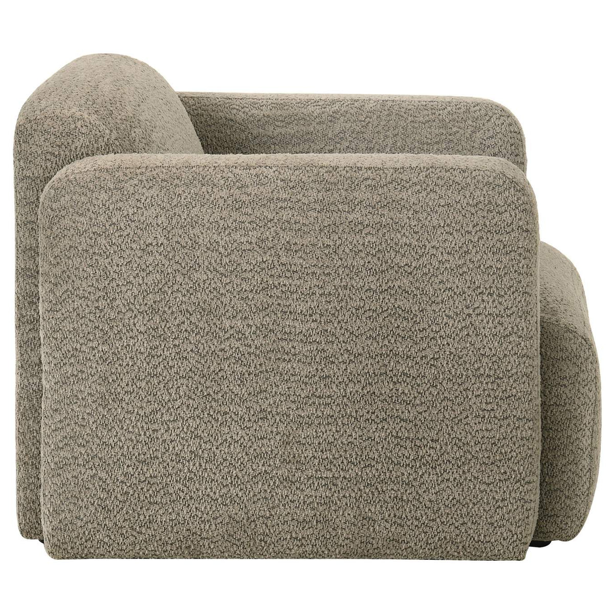 509816 Dorset Fabric Upholstered Round Track Arm Accent Chair Brown