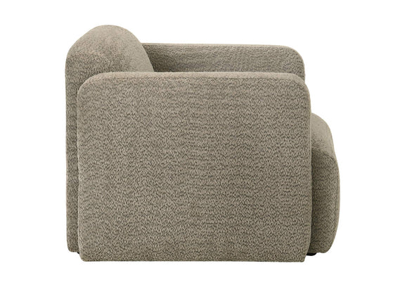 509816 Dorset Fabric Upholstered Round Track Arm Accent Chair Brown