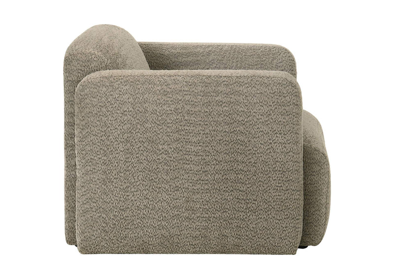 509816 Dorset Fabric Upholstered Round Track Arm Accent Chair Brown