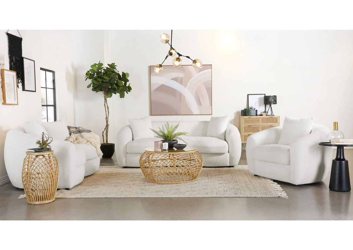 Isabella 3-piece Faux Sheepskin Upholstered Sofa Set Natural