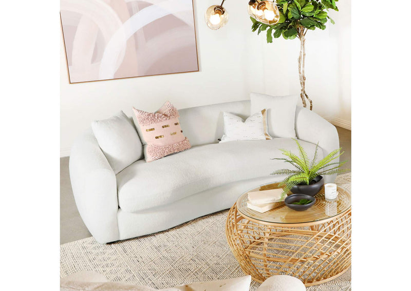 509871 Isabella Faux Sheepskin Upholstered Sofa Natural