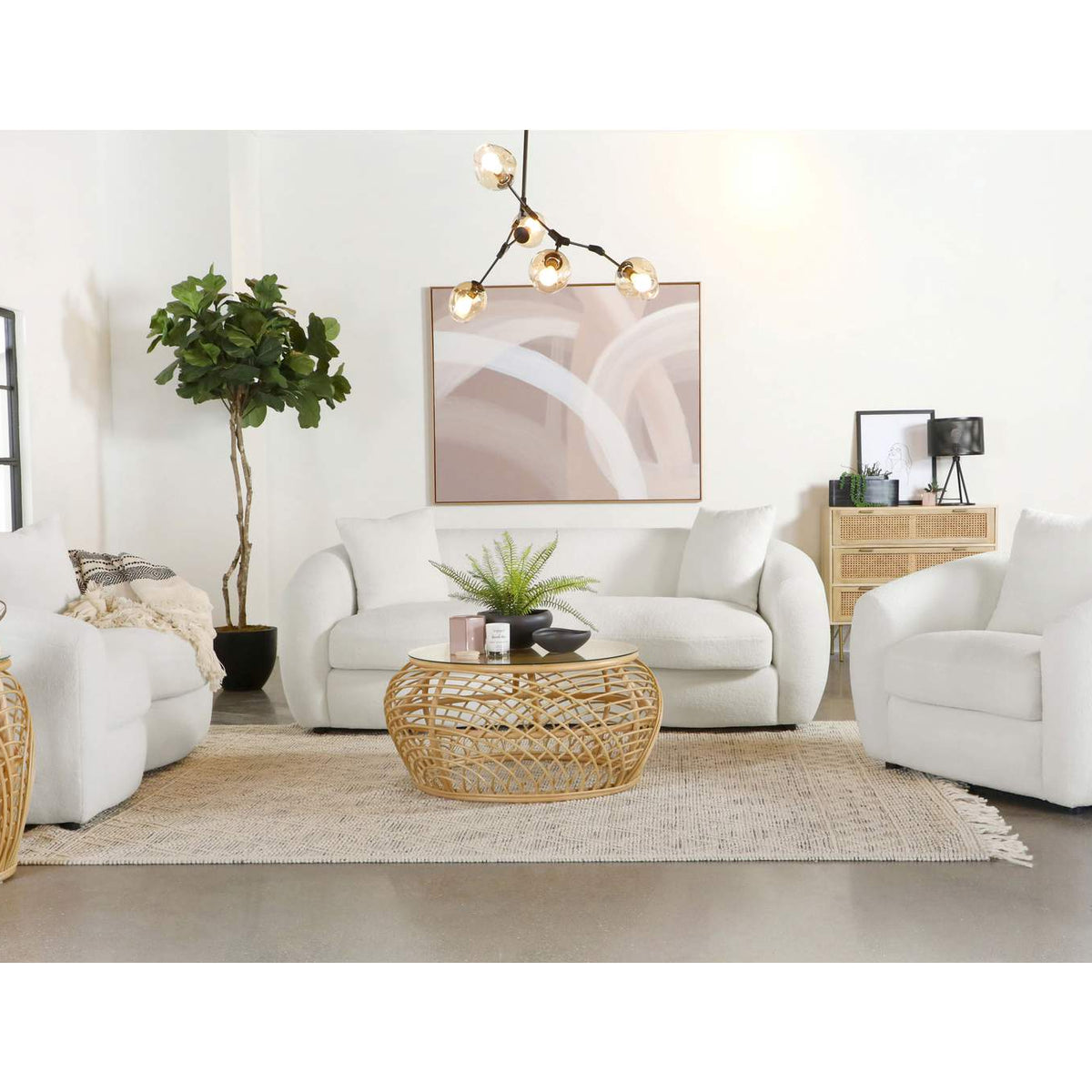 509871 Isabella Faux Sheepskin Upholstered Sofa Natural