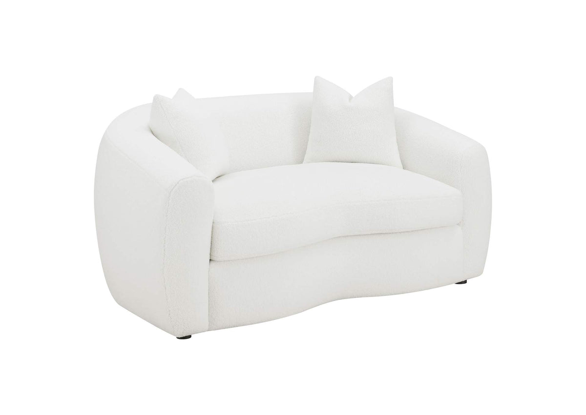 509872 Isabella Faux Sheepskin Upholstered Loveseat Natural