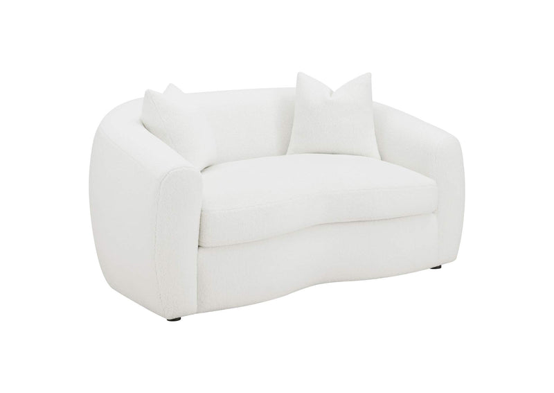 509872 Isabella Faux Sheepskin Upholstered Loveseat Natural