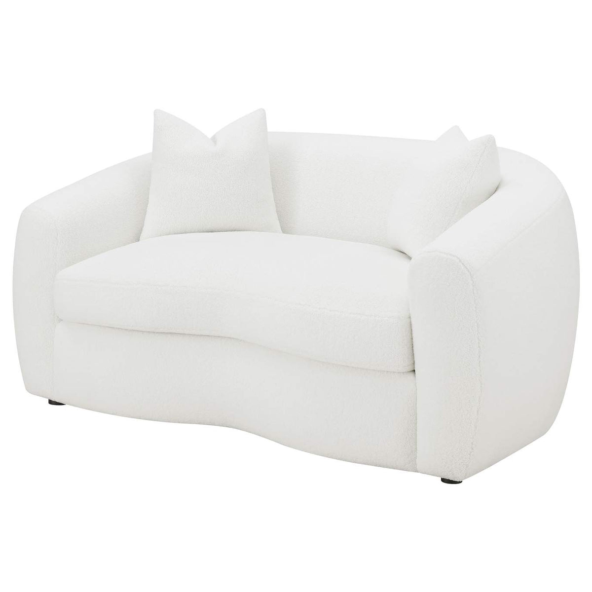 509872 Isabella Faux Sheepskin Upholstered Loveseat Natural