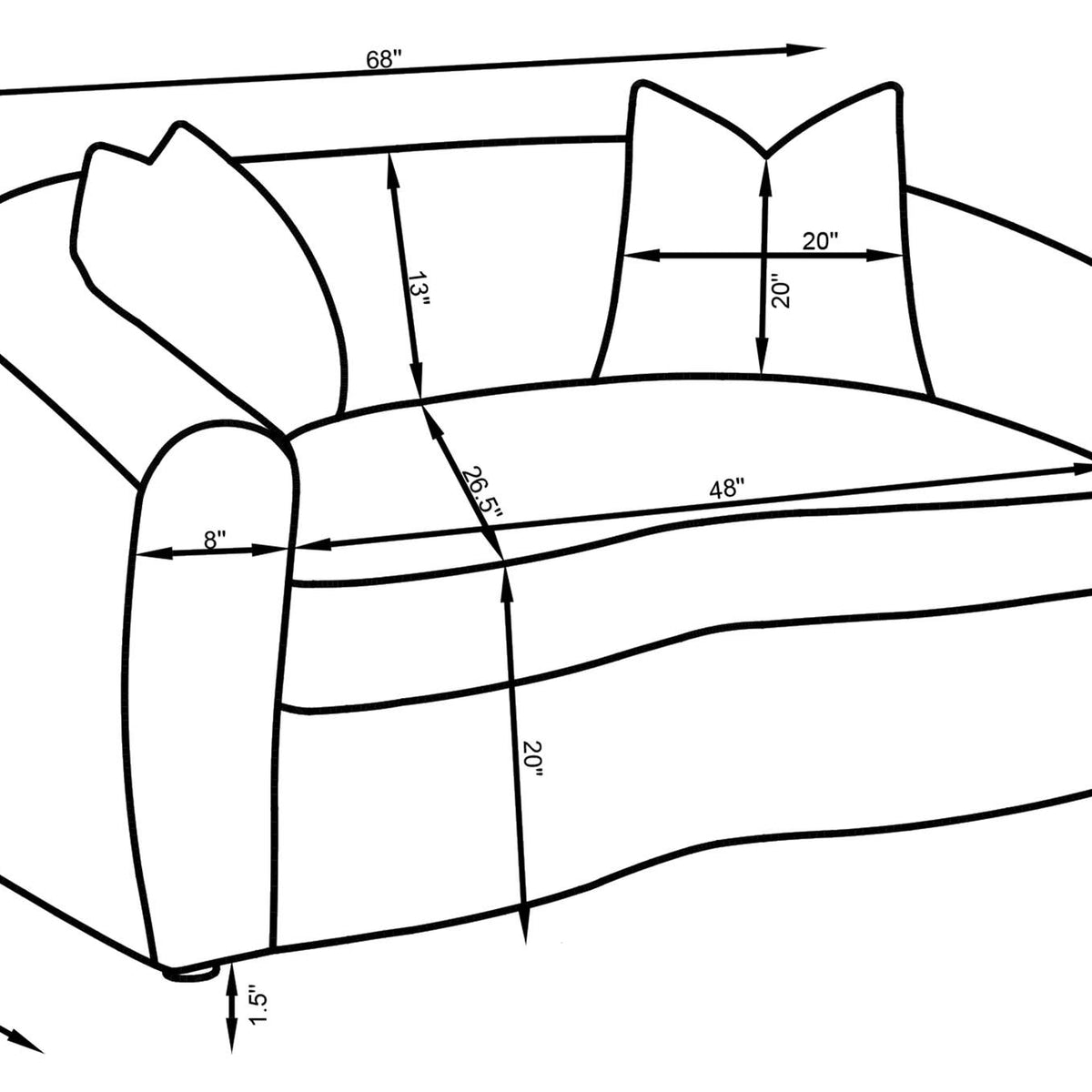 509872 Isabella Faux Sheepskin Upholstered Loveseat Natural