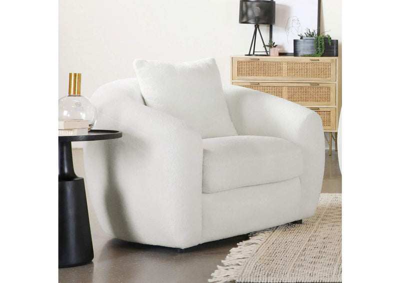 509873 Isabella Faux Sheepskin Upholstered Accent Chair Natural