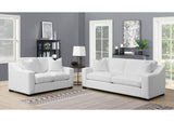 Ashlyn 2-piece Upholstered Sloped Arm Sofa Set White