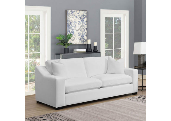 509891 Ashlyn Upholstered Sloped Arm Sofa White