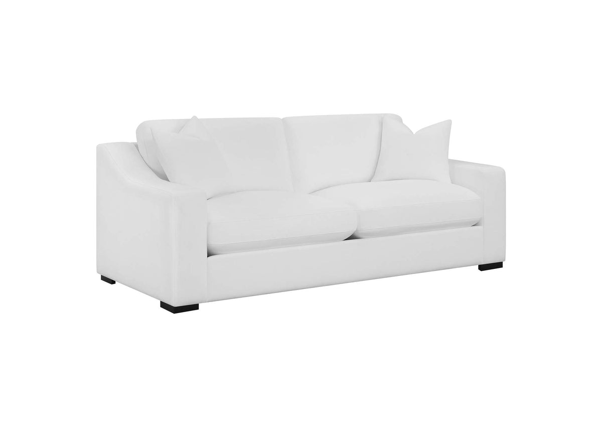509891 Ashlyn Upholstered Sloped Arm Sofa White