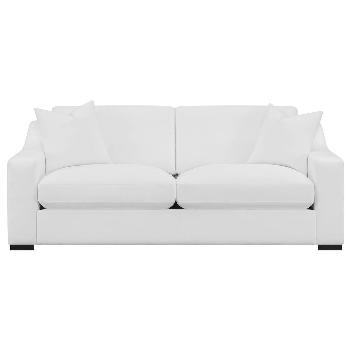 509891 Ashlyn Upholstered Sloped Arm Sofa White