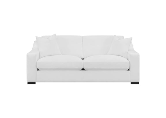 509891 Ashlyn Upholstered Sloped Arm Sofa White