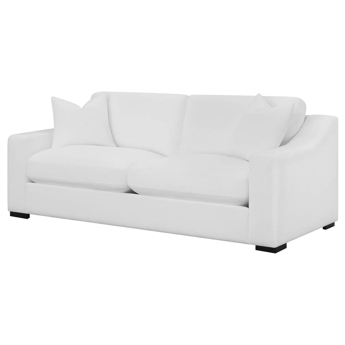 509891 Ashlyn Upholstered Sloped Arm Sofa White
