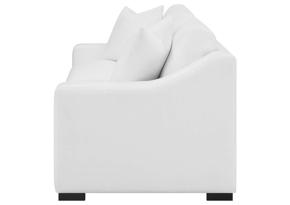 509891 Ashlyn Upholstered Sloped Arm Sofa White
