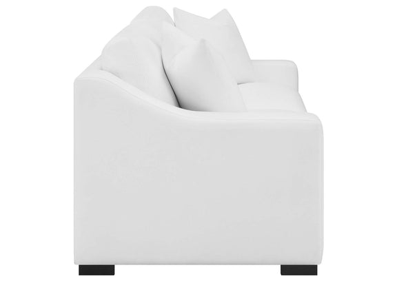 509891 Ashlyn Upholstered Sloped Arm Sofa White