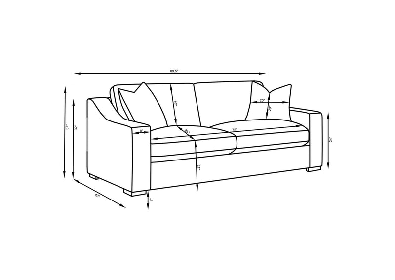 509891 Ashlyn Upholstered Sloped Arm Sofa White
