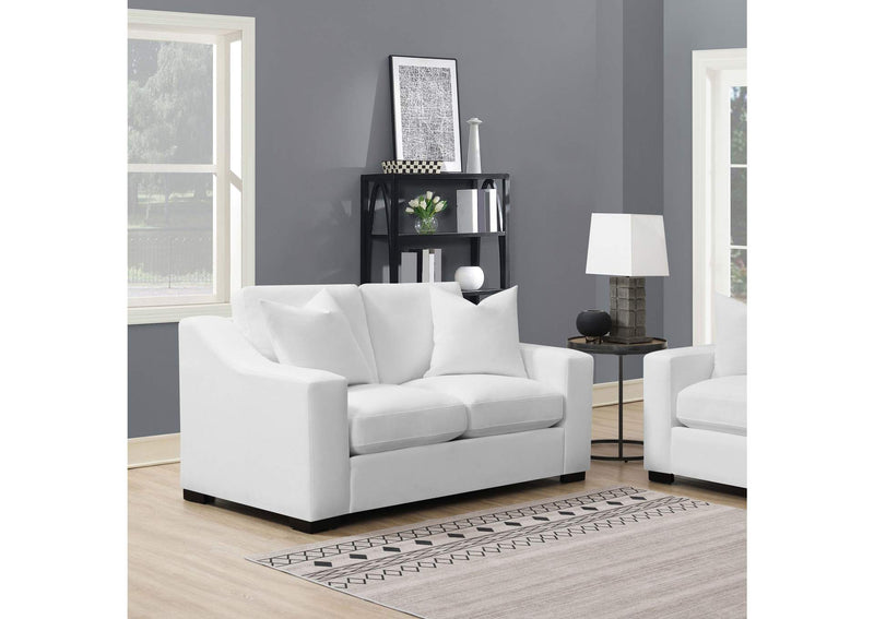 509892 Ashlyn Upholstered Sloped Arm Loveseat White
