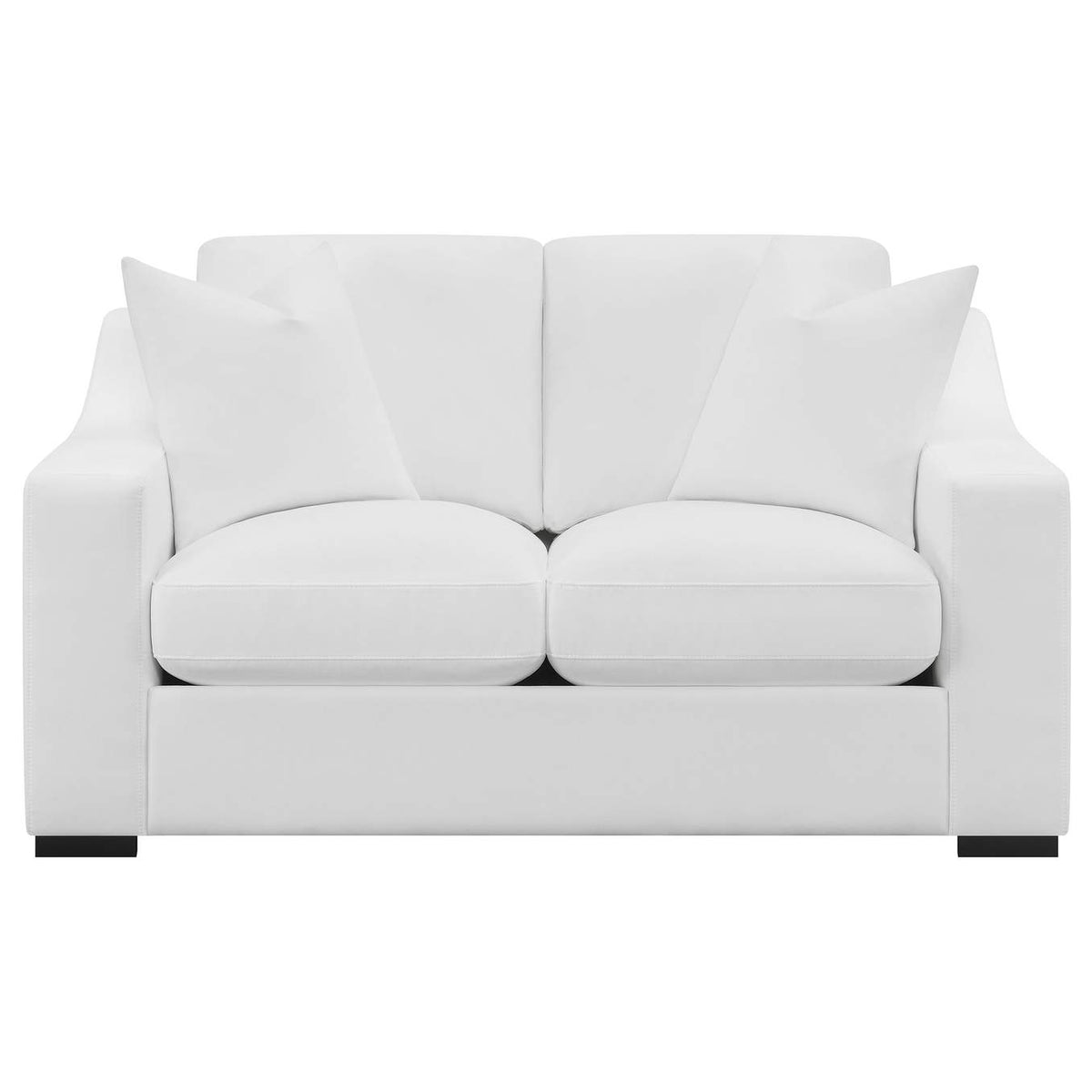 509892 Ashlyn Upholstered Sloped Arm Loveseat White
