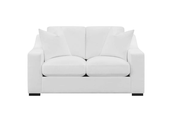 509892 Ashlyn Upholstered Sloped Arm Loveseat White