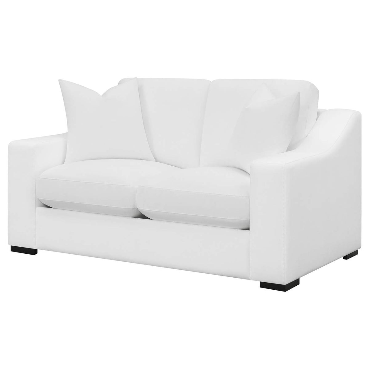 509892 Ashlyn Upholstered Sloped Arm Loveseat White