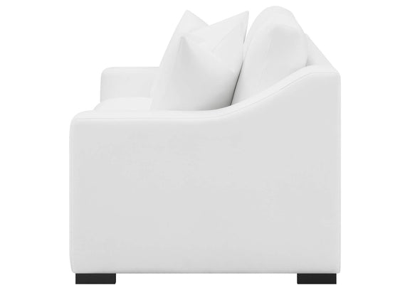 509892 Ashlyn Upholstered Sloped Arm Loveseat White
