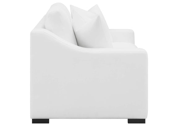 509892 Ashlyn Upholstered Sloped Arm Loveseat White