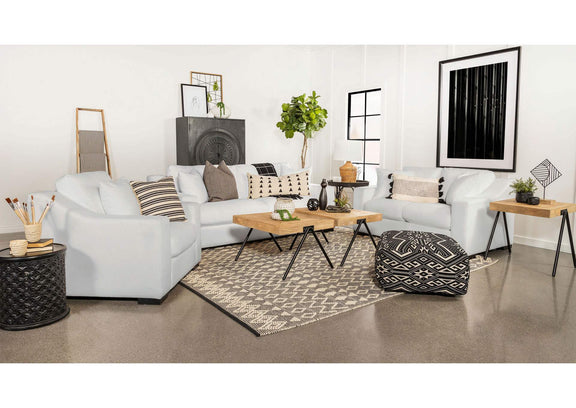 509892 Ashlyn Upholstered Sloped Arm Loveseat White